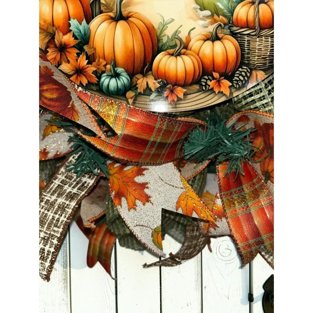 Fall Autumn at the Lake Wreath • Pumpkin Door Wreath • Rustic Fall Decor